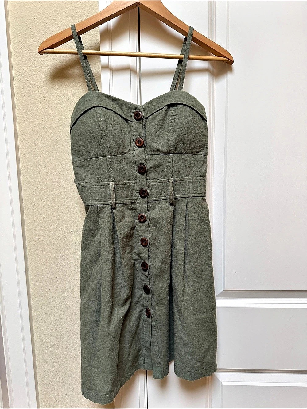 100% Cotton Mind Code Mini Dress in Green